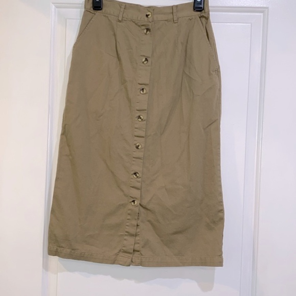 Vintage khaki cotton skirt size 10 - Picture 2 of 7
